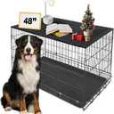 Dog Crate Topper Metal with Magnets for 48 Inch Crate - Aluminum Foldable Dog Kennel Topper Decorative Storage Pet Crate Table Black (Only Topper)