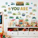 33 Pcs Affirmation Station Bulletin Board Set Adventure Camping Motivational Poster Inspirational Decoration Positive Accents Cutouts for School Office Bulletin Board Supplies