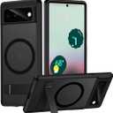 TIANNIUKE Magnetic Case for Google Pixel 6, Compatible with MagSafe,Adjustable Kickstand,Translucent Matte Anti-Fingerprint,Shockproof Protective Phone Case for Pixel 6 Case (Black)