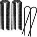 8 Inch 10 Pack Rebar Stakes U Shaped, Heavy Duty Galvanized Ground Anchor Stakes for Fence, Tent, Trampoline, and Yard Decorations
