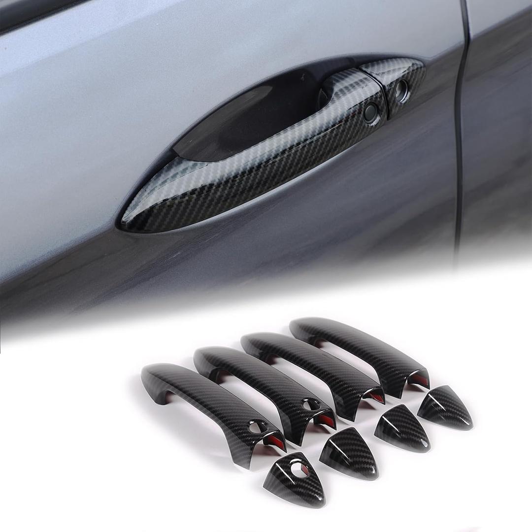 Exterior Door Handle Cover Trim for Honda Pilot 2016-2022 / Honda Ridgeline 2017-2024, 4PCS Car Outside Door Handle Protector Accessories ABS Material (Carbon Fiber Pattern)