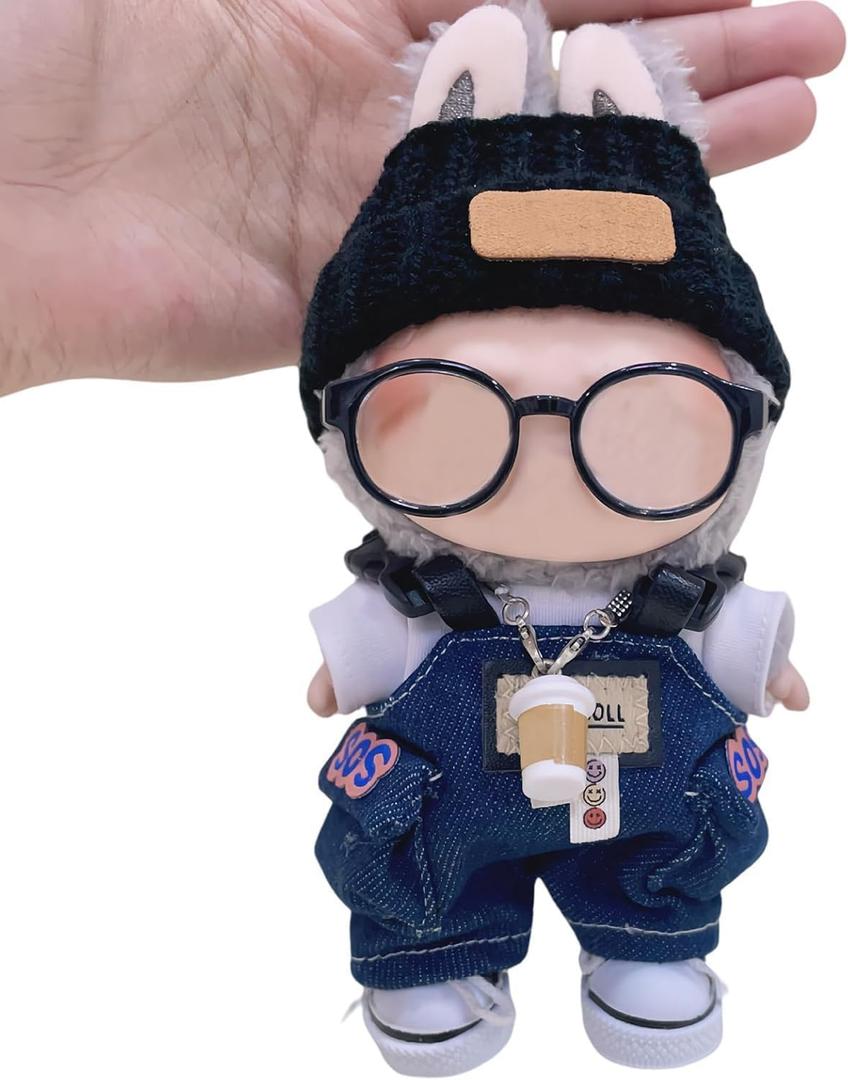 Doll Clothes for Lububu, Premium 5-Piece Lububu Outfits Set, 7 Inch Lububu Clothing Accessories (No Doll) Blue 