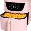 Paris Hilton Air Fryer, Large 6-Quart Capacity, Nonstick Made without PFAS, Touchscreen Display, 8-in-1 (Air Fry, Roast, Broil, Bake, Reheat, Keep Warm, Pizza, Dehydrate), Dishwasher Safe, Pink
