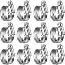 Non-Slip Worm Gear Hose Clamps#8, 5/8" to 1"(16-25mm) Adjustable Stainless Steel Screw Clamps for Automotive, Fuel Line, Garden, Heater, Radiator Tube Pipe, 12 Pack