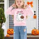 Girl Boy Pumpkin Ghost Pullover Long Sleeve Cute Spooky Tops Halloween Sweatshirt (Pink)