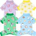 XPUDAC 4 Pack Small Dog Pajamas, Soft Comfy Dog Onesie Pjs, Cute Puppy Clothes Lightweight Pet Outfit Stretchy Pet Clothes for Boy Girl, XL