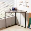 VECELO Corner Desk,Office Tables for Living Room for Small Space Triangle Computer Desk with Steel Frame Corner Shelves with Metal Frame Writing Desk for Workstation Classic Grey 33.1"
