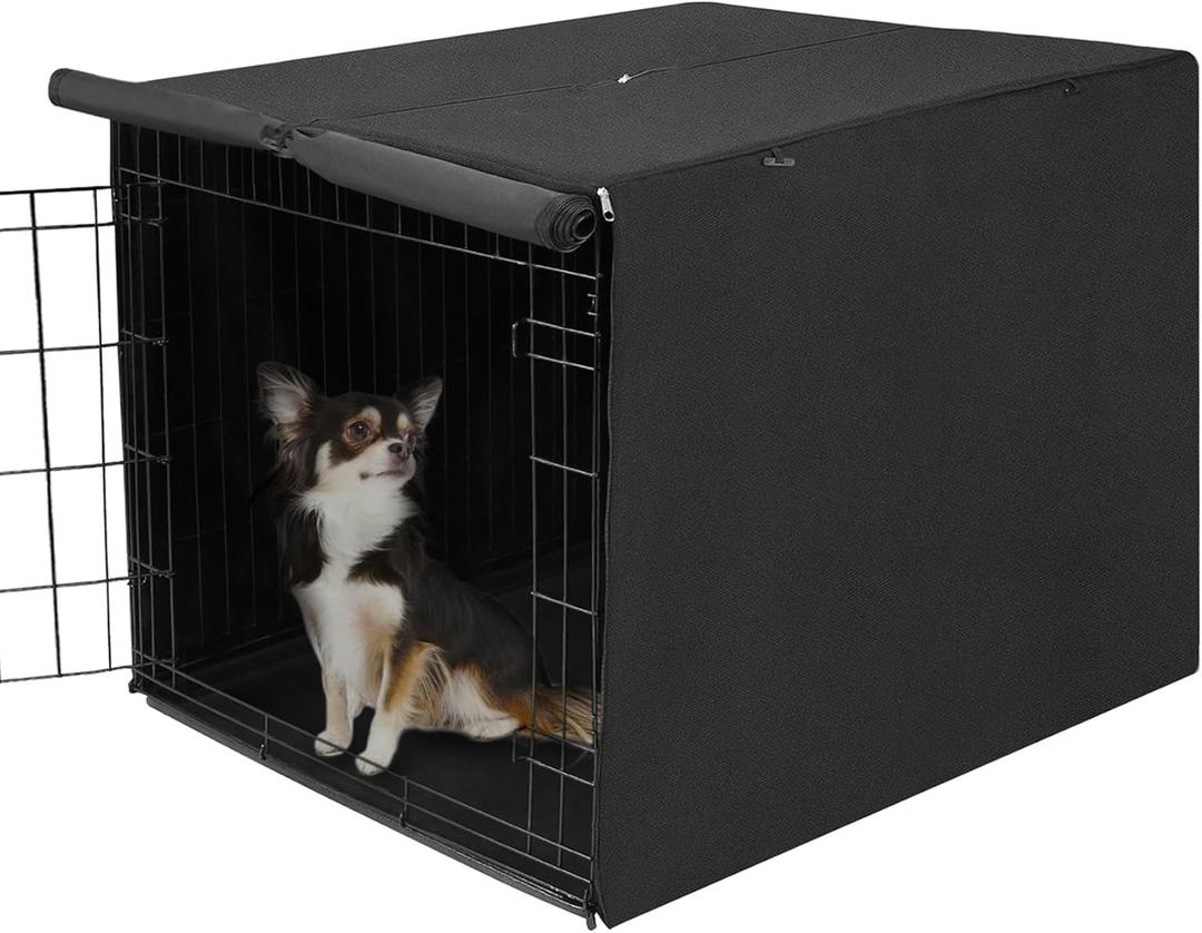 Deblue Durable Medium Dog Crate Cover, Windproof Dog Kennel Covers Fit 30 inch Wire Crate Cover Black - (30 inches, Black)