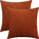Jeneoo Burnt Orange Decorative Throw Pillow Covers Soft Chenille Comfy Square Rust Couch Cushion Cases Decor (Set of 2, 18 x 18 Inches)