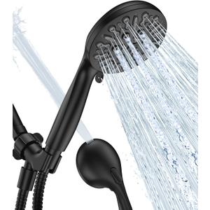JDO Shower Head with Handheld, High Pressure Handheld Shower Head 9 Settings, Detachable Shower Head Set with Stainless Steel Hose and Shower Bracket (Matte Black)