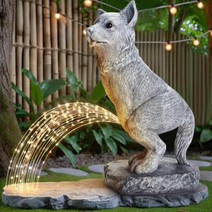 Garden Statues Dog Statue with Solar LED Light, Ideal Gifts for Friends or Family's Birthday, Outdoor Decorations for Yard