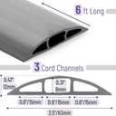 Bates- Floor Cord Cover, 6ft Cable Cover, Gray, Cord Cover Floor Cable Cover, Cord Protector, Cord Hider Floor, Extension Cord Cover, Cable Cover Floor, Cable Floor Cover, Cable Covers for Cords
