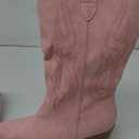 AOSPHIRAYLIAN Cowboy Boots for Women Retro Pointed Toe Pull On Block Chunky Heel Glitter Sparkly Metallic Embroidecamel Country Concert Outfits Calf Western Cowgirl Boots (10, Pink)