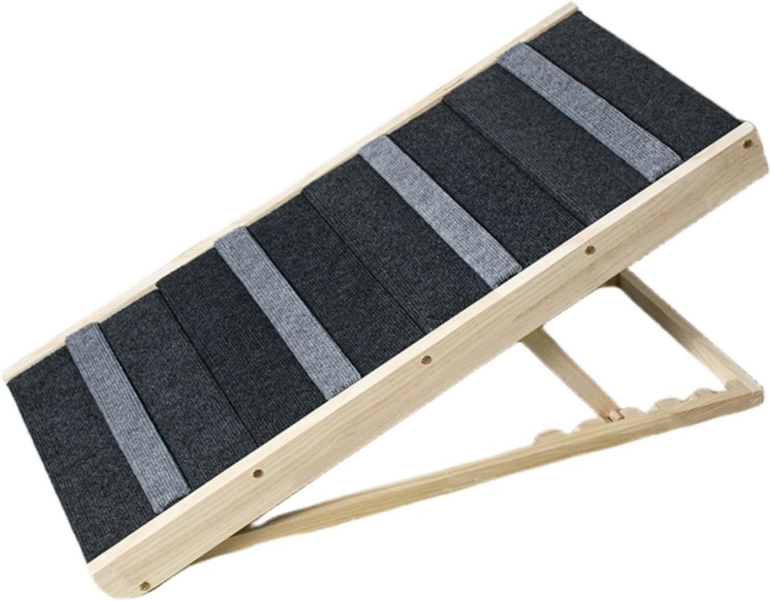 Generic Wooden Pet Ramp,Dog Pet Access Steps Stairs Foldable Pet Cat and Dog Climbing Laddersolid Wood Dog Stairs, 4 Height AdjustmentSuitable for Various Large, Medium, and Small Dogs