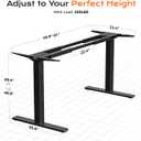 Huuger Dual Motor Electric Standing Desk Frame, Sit Stand up Desk Leg for 47.2” to 86.6” Desktop, Computer Desk Leg with Cable Tray, 3 Memory Height Presets, 2 Hooks, Black Frame Only, 33.09" L x 5.51" W x 28.4"-46.5" H
