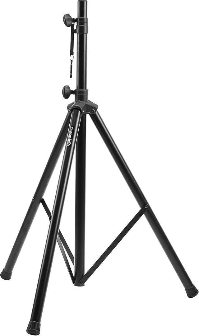 Amazon Basics Adjustable Height Tripod Speaker Stand, Sturdy Steel, Holds up to 99.2 lbs, 52" to 73", Black