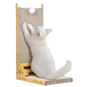 Bolfie L-Shaped Cat Scratcher with Toy Ball & Catnip – Durable Cardboard Scratching Post for Indoor Cats, Furniture Protector, Non-Shedding Cat Toy