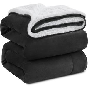 KAWAHOME Sherpa Fleece King Size Blanket for Bed - Extra Warm and Heavy Thick Blankets for Winter, Super Soft 500GSM Plush Blanket, 108" X 90" Dark Grey