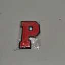 2Pcs 5.0" Red Chenille Letter Patches, Iron On Embroidered Alphabet Patches for Clothing, Jeans, Jackets, Backpacks, Hats- Varsity Letters with Black Border (Letter P)