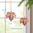 Handmade Coconut Shell Maple Leaf Hanging Ornament, Natural Fall Decor, Autumn Tree Decoration (Red)