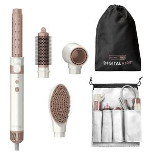 INFINITIPRO by CONAIR Digital AIRE Multi Hair Styler, Air Styling System for Curls, Waves, Blowouts & Volume, 4 Attachments to Personalize Your Look Plus Storage Bag, White