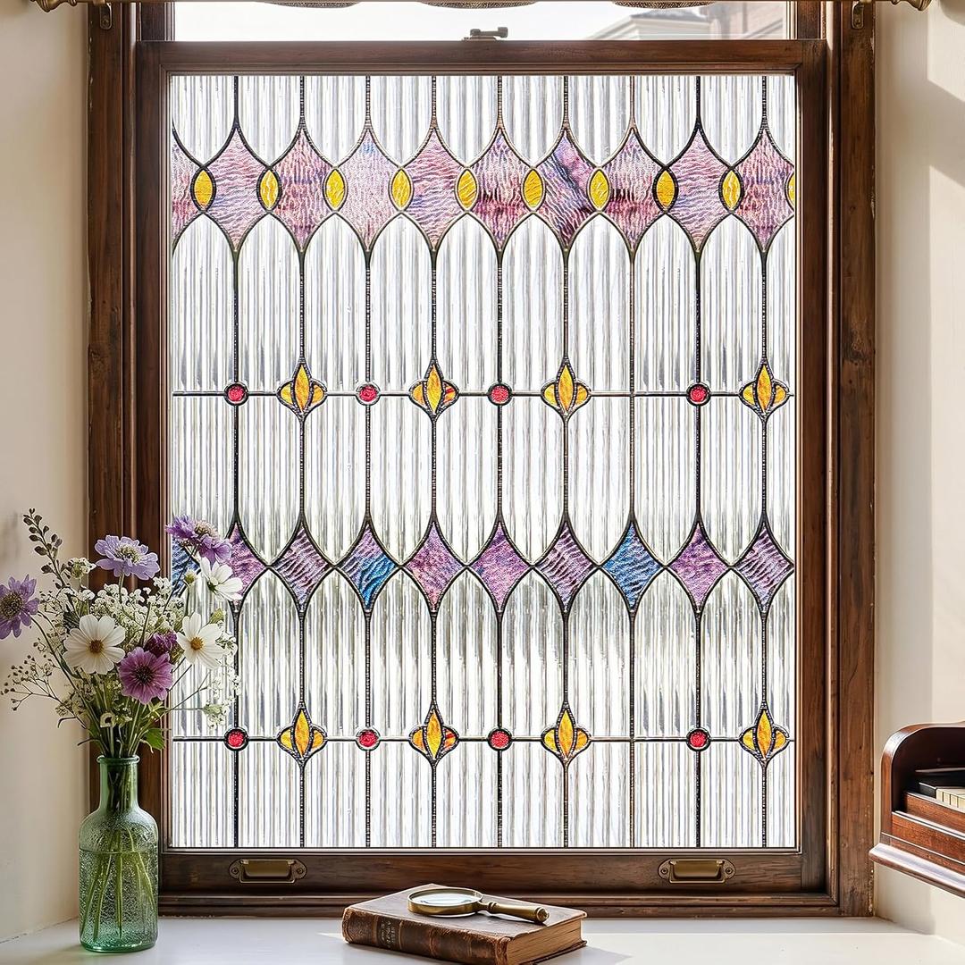 ADD.HERES Window Privacy Film, Stained Glass Window Film, 23.6" x 78.7"