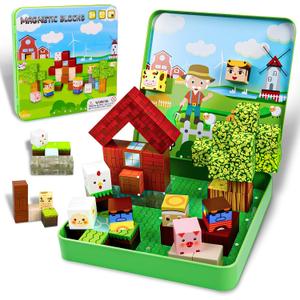 Magnetic Blocks,49PCS Magnetic Cubes Portable Magnetic Building Blocks with Metal Storage Box, Travel Toys Magnetic Tiles for Kids 3+,Sensory Toys for Kids with Autism