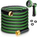 Aterr Garden Hose 50ft, Lightweight Flexible Water Hose with 10 Pattern Nozzle, Durable Hose, Solid Aluminum Connectors, Leak-Resistant for Yard Lawn Car Washing, (Green)