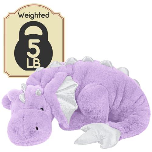 ARELUX Giant Weighted Winged Dragon Plush Toy - 35.4" 5lbs Soft Stuffed Animal for Comfort, Pterosaur Plushie Fuzzy Dinosaur Pillow Plushies Cuddly Removable and Washable Purple