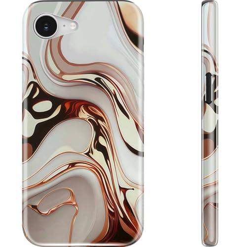 Goodon for iPhone 16e Case - Wireless Charging - Dual-Layer Hard Shell & Silicone Cover - Protective Phone Case with Cute Wildflower Designs for Women - Marble Morph