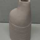 Ceramic Vases for Decor - Decorative Vases for Home Decor 7 Inches, Boho Style Home Table Living Room Farmhouse Decor for Fresh Flowers, Dried Flowers - White and Brown