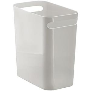 mDesign Plastic Slim Large 2.5 Gallon Trash Can Wastebasket, Classic Garbage Container Recycle Bin for Bathroom, Bedroom, Kitchen, Home Office, Outdoor Waste, Recycling - Aura Collection - Light Gray