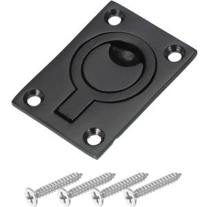 PATIKIL 2-1/2"-1-3/4" Flush Pull Ring Handles, 316 Stainless Steel Square Recessed Door Pull Hidden Boat Hatch Latch with Screws for Marine Yacht Furniture, Black