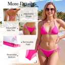 American Trends Bikini Sets for Women Triangle String Bikini Two Piece Swimsuit Halter Top Bathing Suit (Pink, M)