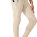 Willit Girls Horse Riding Pants Tights Kids Equestrian Breeches Knee-Patch Youth Schooling Tights Zipper Pockets, S