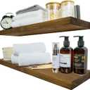 BGMG Wood Floating Shelves for Wall 24 inch Set of 2, Rustic Wooden Wall Mount Shelves for Bathroom Living Room Bedroom Kitchen Farmhouse -24x 6.7-Dark Walnut