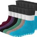 Debra Weitzner 6 Pairs Mens Fuzzy Socks Grip Socks Microfiber Plush Sleeping Socks Soft Anti-Skid Solid (10-13)