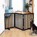Dog Gate Indoor, Freestanding Dog Fence for The House, Doorways, Hallways,or Stairs,Pet Gate Foldable Wooden,Expandable 24" Height 3 Panels,Black