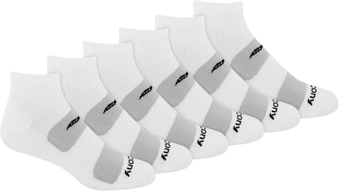 Saucony Men's Rundry Mesh Ventilating Comfort Fit Performance Quarter Socks (6, 12 Pairs), Large