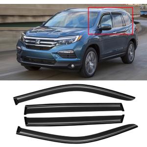 Window Rain Guards for 2016-2022 Honda Pilot, Window Visor Guard Vent Wind Shade Deflector Rain Shield Protector Sun Visor Extra Durable,Tape-on/Outside-Mount, 4 PCS
