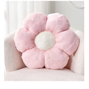 Pink Flower Pillows, Cute Decorative Flower Shaped Throw Pillow with Faux Rabbit Fur, 14.9" Soft Flower Plush Throw Pillow Floor Pillows Room Décor for Bedroom Living Room (Pink and Beige)