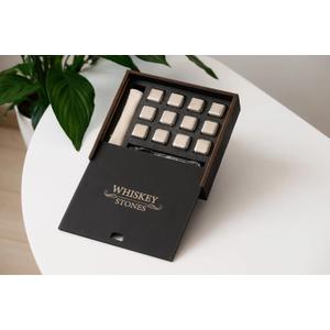 Customised Premium Luxury Set of 6 or 12 Stainless Steel Whiskey Cooling Stones in Wooden Gift Box with Velvet-Lined Foam  Elegant Reusable Ice Cubes That Chill Without Dilution Made in Ukraine (12)