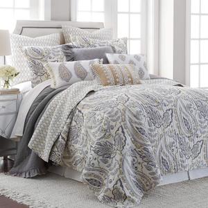 Levtex Home - Tamsin Grey Quilt Set - King Quilt + Two King Pillow Shams - Modern Paisley - Grey Taupe Off-White - Quilt Size (106x92in.) and Pillow Sham Size (36x20in.) - Reversible - Cotton