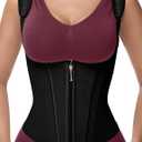 SHAPSHE Waist Trainer for Women, Tummy Control Sports Girdle, Workout Body Shaper with Adjustable Shoulder Strap (X-Large, Black-short Torso)