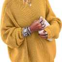 Ugerlov Women's Oversized Sweaters Batwing Sleeve Mock Neck Jumper Tops Chunky Knit Pullover Sweater (Yellow)
