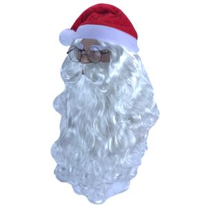 Angelaicos Santa Claus Wig Beard Hat Glasses Set Christmas Gift Long White Wig 4 pcs