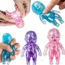 3PCS Squishy Babies Glitter Squeeze, Sensory Squishy with Slow Rebound Satisfying Feel, Fidget Toys for Desk Office Use, Stress Anxiety Relief (Blue red Purple)