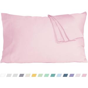 Pillow Cases, King Size Cotton Percale Weave Pillowcases, Pre-Shrunk Breathable and Hypoallergenic Pillowcases, Set of 2 (2 Piece King 20 Inch x 40 Inch, Dark Pink)