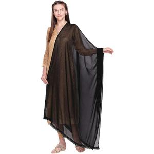 Women's Black Embroidered Chiffon Dupatta,Chunni,Dupatta, Stole.