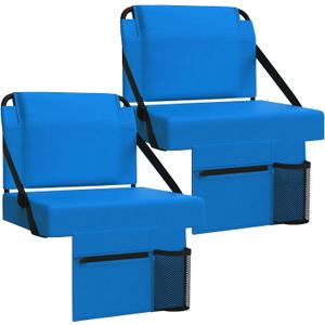2pcs Stadium Seat for Bleachers with Back Support，Portable Bleacher Chairs with Back and Cushion，Includes Shoulder Strap and Cup Holder, 16.1 inches W x 11 inches L x 14 inches H